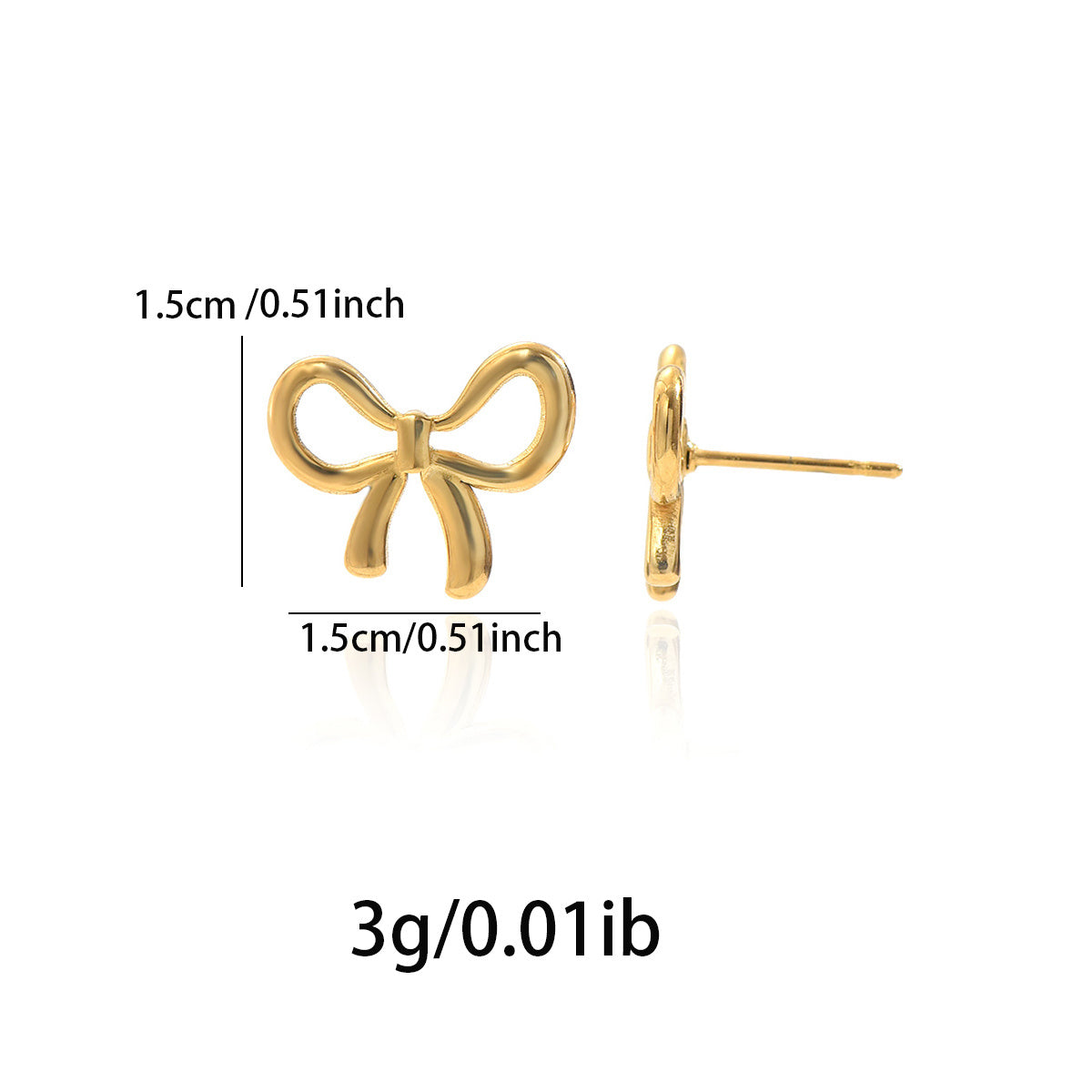 Elegant 18K Gold Plated Bow Earrings – Tarnish-Free, Hypoallergenic Stainless Steel Gift for Women