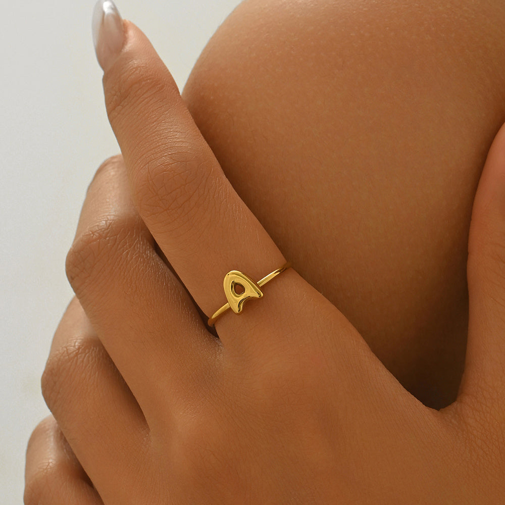 Luxe Initial Ring – 18K Gold Plated Minimalist Charm