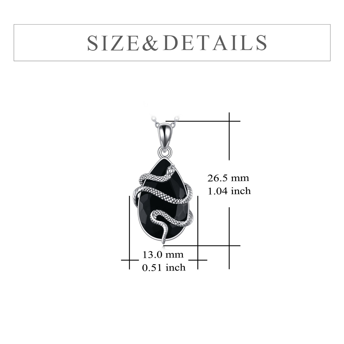 Noir Serpent – Sterling Silver Obsidian Snake Pendant