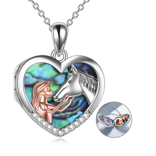 Horse Heart Pendant Necklace – Magical Girls Gift with Floating Charm
