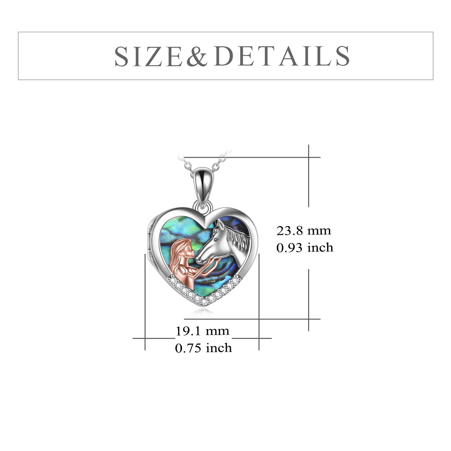 Horse Heart Pendant Necklace – Magical Girls Gift with Floating Charm