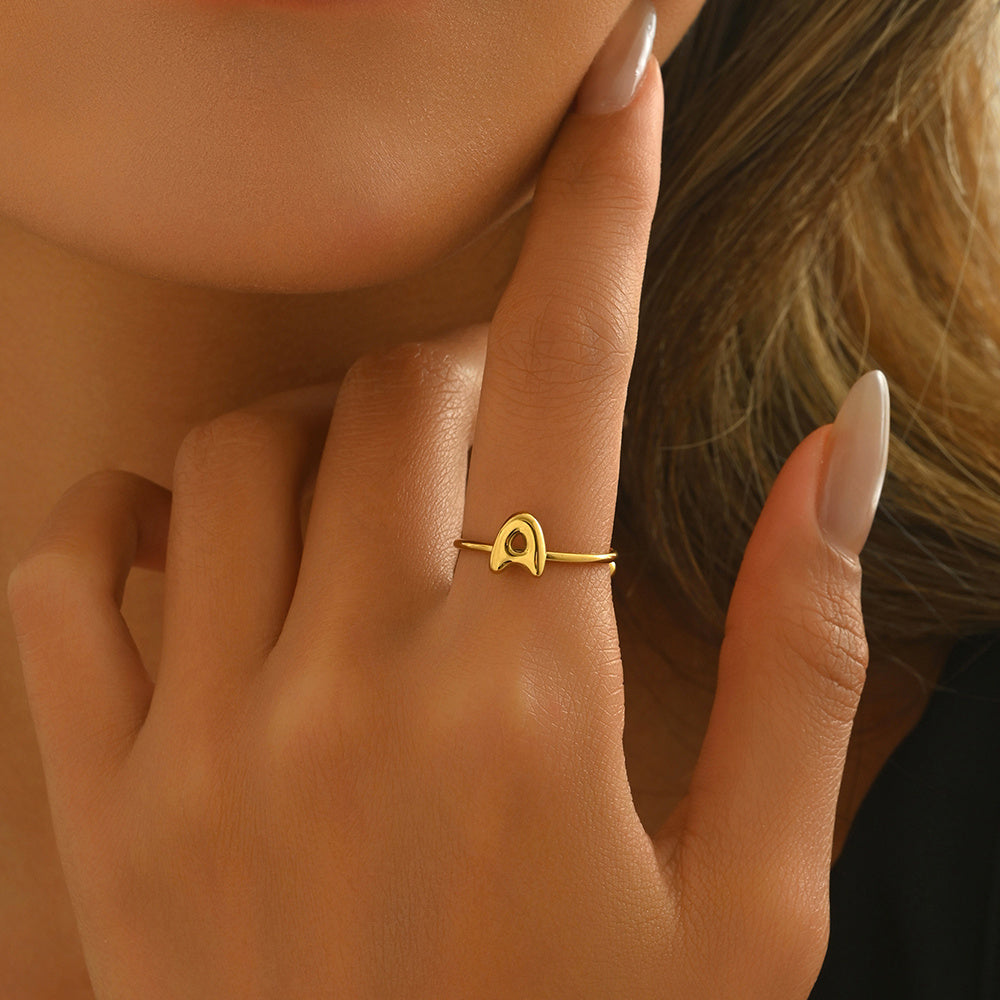 Luxe Initial Ring – 18K Gold Plated Minimalist Charm