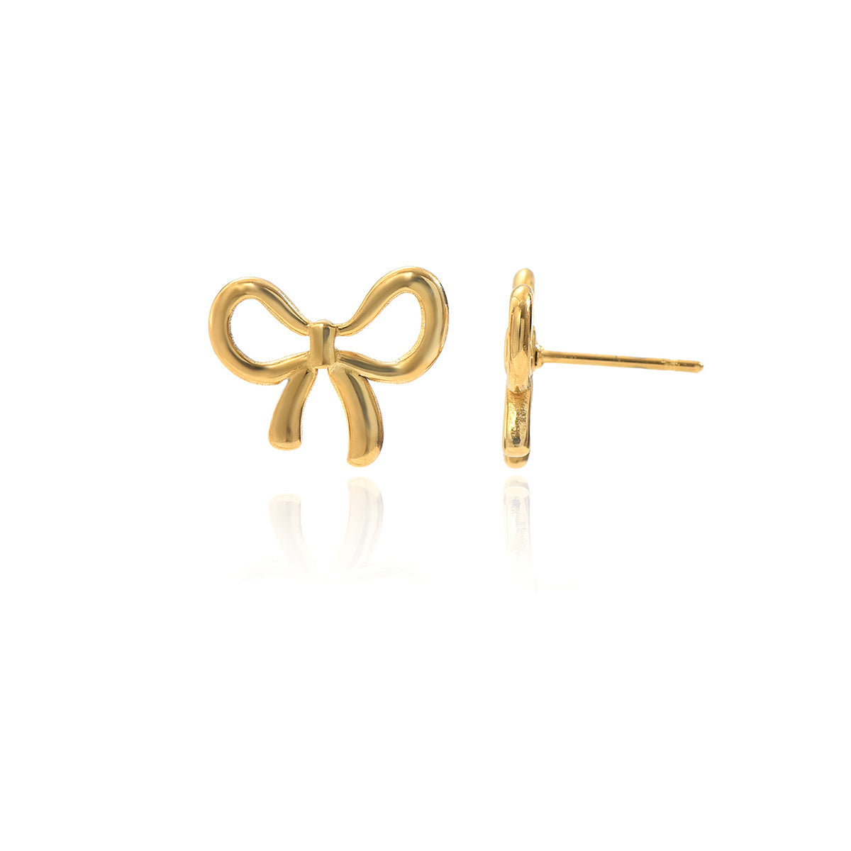Elegant 18K Gold Plated Bow Earrings – Tarnish-Free, Hypoallergenic Stainless Steel Gift for Women