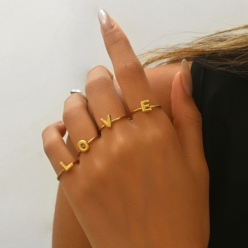 Luxe Initial Ring – 18K Gold Plated Minimalist Charm