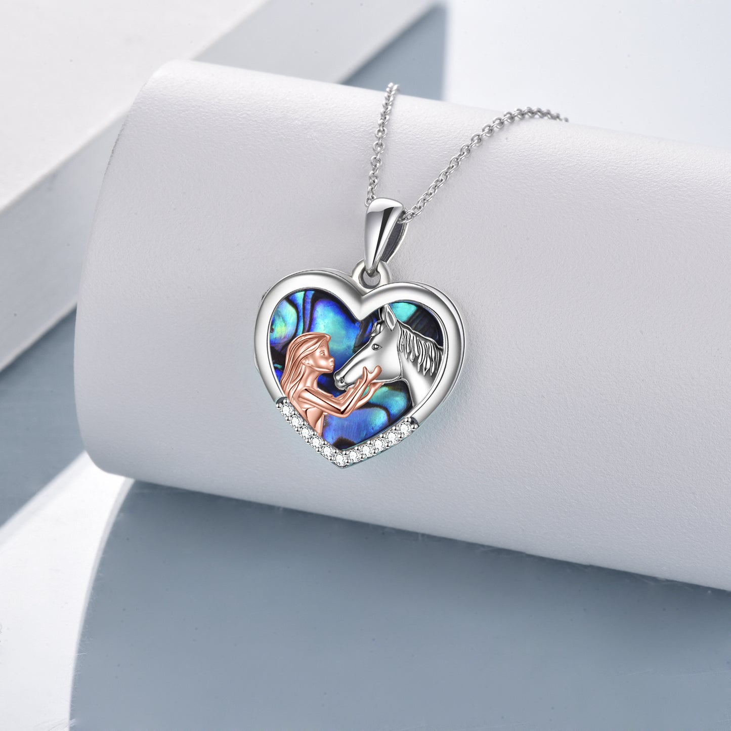 Horse Heart Pendant Necklace – Magical Girls Gift with Floating Charm