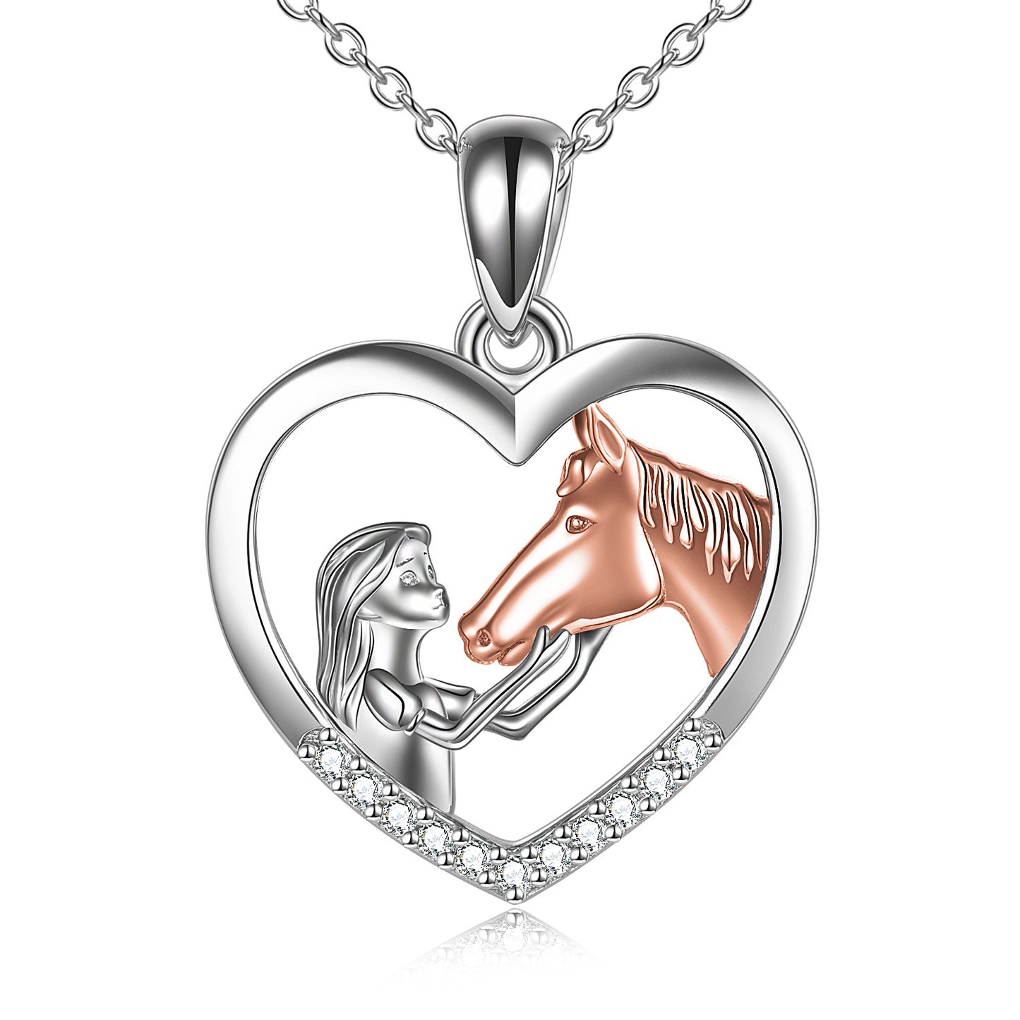 Horse Heart Pendant Necklace – Magical Girls Gift with Floating Charm